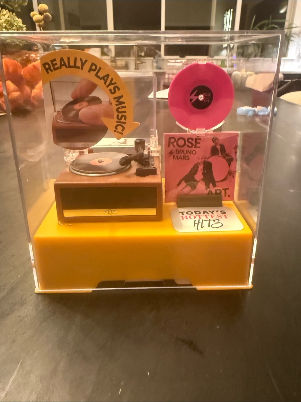 NEW- Mini Brand Record Player with Rose Bruno Mars record